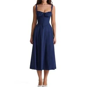 House of CB Carmen Bustier Sundress in Navy